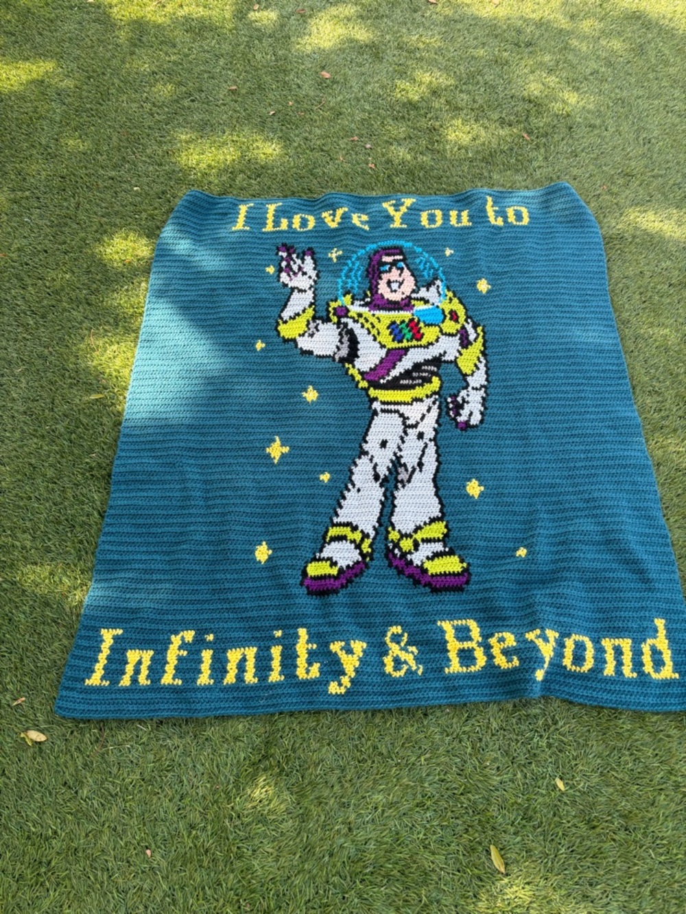 Buzz lightyear handmade knit afghan blanket